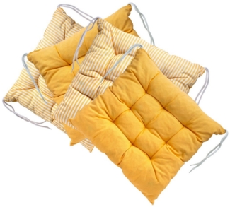 LILENO HOME Stuhlkissen - Wende Sitzkissen für Gartenstuhl oder Küchenstuhl 40x40x6 cm, Bequeme Indoor u. Outdoor Stuhlauflage als Stuhl Kissen Gelb