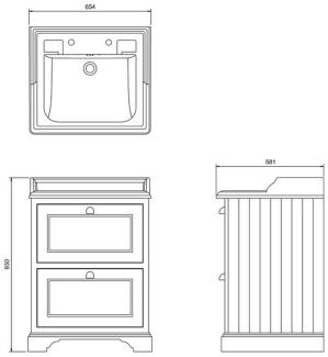 Casa Padrino Luxus Keramik Waschschrank / Waschtisch mit 2 Schubladen 67 x 58 x H. 93 cm
