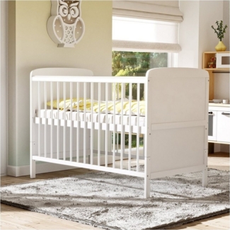 Baby-Delux Babybett Natalie, Kinderbett Gitterbett 140x70 weiß mit Beißschienen, Matratze umbaubar