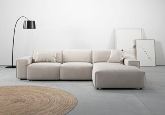 andas Ecksofa Glimminge auch in Breitcord, Feincord, Bouclé + Easy care-Bezug, L-Form, Breite 294, Zierkissen