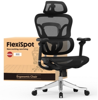 FLEXISPOT Bürostuhl ErgoX, Schreibtischstuhl Premium Ergonomischer (Rückenlehne verstellbar 90°-135°, mit 5D Armlehnen & 4D Kopfstütze, 5D-verstellbare Rückenlehne), für Büroarbeit, Home Office und Gaming, 300KG Tragkraft