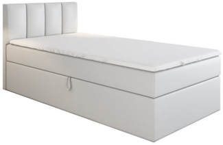A&J MöbelLand GmbH Boxspringbett Einzelbett Gunnar mit Bettkasten, Topper und gepolstertem Kopfteil. (Boxspringbett mit Bettkasten und gepolstertem Kopfteil. Inclusive Topper !, TOP ANGEBOT), Länge 208 cm Höhe 106 cm