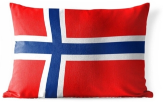 MuchoWow Dekokissen Bild der Flagge von Norwegen, Outdoor-Dekorationskissen, Kissen, Kissenbezug, 50x30 cm