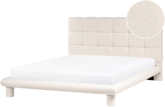 Bett mit Lattenrost Bouclé CRESSAT 160 x 200 cm Cremeweiß