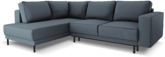 Micadoni Ecksofa Caro 5-Sitzer Strukturierter Stoff Blau Links 140x208