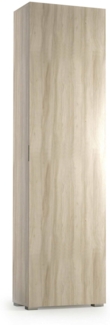 Dmora Mehrzweckschrank 1 Tür Abuela, linearer Schrank mit 1 Tür und 7 Regalen, Säule für Eingang oder Badezimmer, modernes Schuhregal, 100 % Made in Italy, 50 x 30 x 182 cm, Eiche