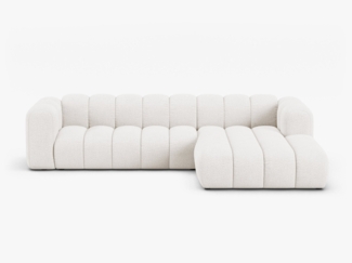 Micadoni Modulares Ecksofa Lupine 4-Sitzer Rechts Boucle Baloo Weiß