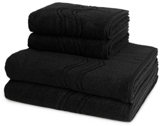 Ross Cashmere feeling 4 tlg. Frottier-Set - 2 X Handtuch (50 X 100cm), 2 X Duschtuch (75 X 140cm) - 520 g/m2 - Schwarz