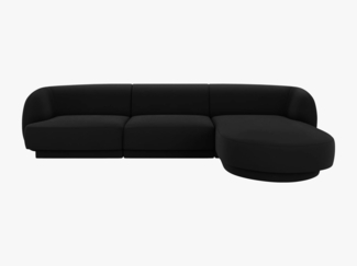 Micadoni Ecksofa Miley 4-Sitzer Rechts Samt Bluvel Schwarz