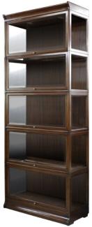 Casa Padrino Luxus Mahagoni Bücherschrank mit 5 Glastüren und LED Beleuchtung Dunkelbraun 90 x 39 x H. 223 cm - Luxus Büromöbel