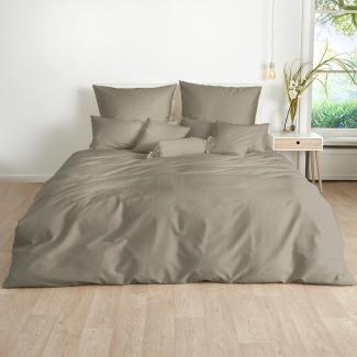 Traumschlaf Uni Mako-Satin Bettwäsche | 135x200 cm + 40x80 cm | vulkan