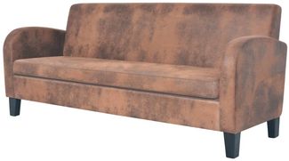 vidaXL Sofa 3-Sitzer Wildleder-Optik Braun 245586