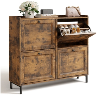 Bealife Schuhschrank mit 4 Klappen und eingezäunter Decke, Kapazität 16 Paar