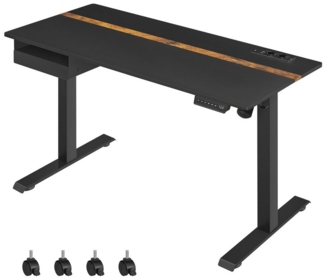 Vasagle Höhenverstellbarer Schreibtisch elektrisch, stufenlos verstellbar, Memory-Funktion mit 4 Höhen, schwarz, Tischoberfläche 60x140 cm