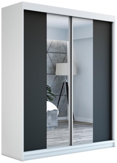 Schwebetürenschrank ELEGANZE 2-türig Schrank 180 cm (mit Spiegel) Farbe: Weiß , schwarz
