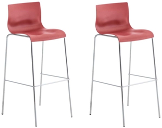 CLP 2er Set Barhocker Hover Kunststoff 4-Fuß Gestell 4-Fuß Gestell,rot chrom