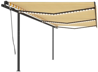 vidaXL Automatische Markise mit LED & Windsensor 6x3 m Gelb & Weiß 3070213