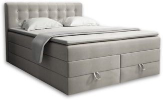 Deine Möbel 24 Boxspringbett VERNO Echtes Boxspringbett Polsterbett Komplettbett inkl. Topper (Beige Grau Hellgrau Anthrazit Graphit Schwarz, 4-St, 2 Bonellfederkernmatratzen H3 + 1 Taschenfederkenmatratze H3/H3), 140x200 160x200 180x200 180x200 200x20...