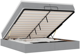 vidaXL Ottoman-Bett mit Matratzen Hellgrau 200x200 cm Stoff 3311134