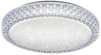 SellTec LED Deckenleuchte LED Deckenleuchte FRIEDA rund, Farbwechselsteuerung (CCT-Lichtmanagement), Memory-Funktion, 1xLED-Board / 22,00 Watt, warmweiss-kaltweiß (CCT), Kristall Optik LED Sternenhimmel, Lichtfarbwechsel CCT