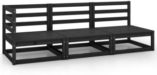 vidaXL 3-tlg. Garten-Lounge-Set Schwarz Massivholz Kiefer 805709