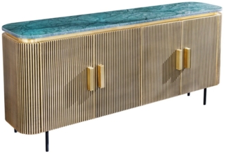 riess-ambiente Sideboard VENEZIANO 160cm messing / grün (Einzelartikel, 1 St), Wohnzimmer · Massivholz · Metall · Marmor · Kommode · Retro Design