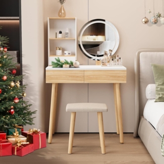 Schminktisch LED-Beleuchtung Spiegel Make-up Organizer Hocker 2 J. Garantie