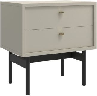 Selsey 'Olar' Nachttisch mit zwei Schubladen, Greige, ca. 57 x 55 x 38 cm