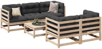 vidaXL 6-tlg. Garten-Sofagarnitur mit Kissen Massivholz Kiefer 3299290