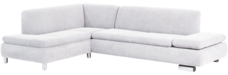 Ecksofa mit Ottomane links Kaye Bezug Veloursstoff Metallfuß verchromt / creme 23109