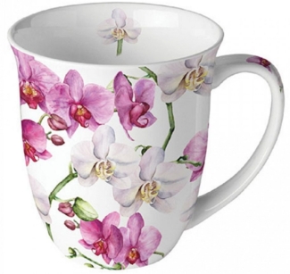 Ambiente Luxury Paper Products Becher Sommer, Blumen, Tiere, Pflanzen, Bäume, Herbst, Mug, Kollektion, Porzellan Tasse, Becher 0,4 L Elegante Orchideen weiß, Themen Blumen - Pflanzen, Winter, Geburtstag, Hochzeit, Valentinstag, Muttertag, Geschenke