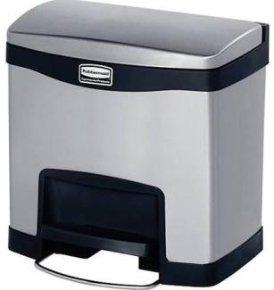 Rubbermaid Slim Jim 1901982 15 Litre Front Step Step-On Stainless Steel Wastebasket - Black