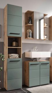 Badezimmer-Set >Vista< (3-tlg.) in Viking Oak / Schilfgrün - 115 x 190 x 31 (BxHxT)