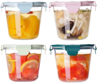 Runde Glas Meal Prep Behälter mit luftdichten Lids 710ml - 4er Set
