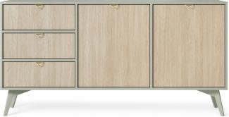 MOEBLO Kommode Abeto Kommode S 158 (Wohnzimmer, Esszimmer, Flur & Diele, Moderne Sideboard mit Schubladen Highboard Goldene Türgriffe), (BxHxT):158 x 80 x 38 cm