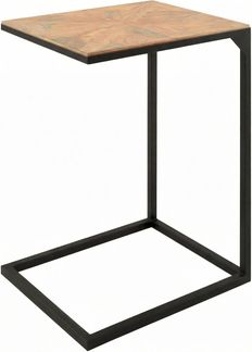 CLP Beistelltisch Velaro Couchtisch in C-Form Tischplatte aus Mindiholz Eisengestell,natura