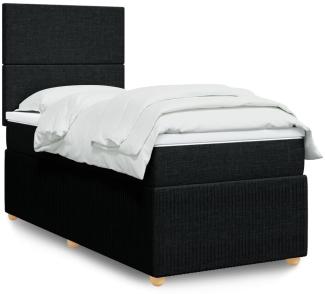 vidaXL Boxspringbett mit Matratze Schwarz 90x190 cm Stoff 3294206