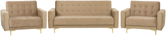 Sofa Set Samtstoff Sandbeige ABERDEEN