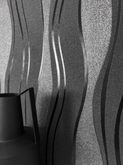Newroom Vliestapete, Schwarz Tapete Modern Streifen - Streifentapete Mustertapete Anthrazit Grau 3D Optik Industrial Linien Wellen für Wohnzimmer Schlafzimmer Küche, Streifentapete, Mustertapete