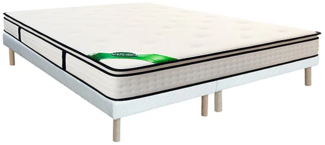 Vente-unique - Bett-Set 180 x 200 cm, Polsterbett + 7-Zonen-Taschenfederkernmatratze mit integriertem Topper und Bambusbezug, Höhe 26 cm - MIREZA von NATUREA