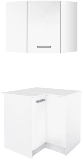 Vente-unique - Kücheneckschränke - 1 Unterschrank & 1 Oberschrank - 2 Türen - Weiß - TRATTORIA
