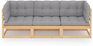 vidaXL 3-Sitzer-Gartensofa mit Kissen Kiefer Massivholz 3076369