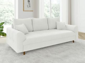 S-Style Möbel 3-Sitzer Sofa Leif mit Holzfüßen im skandinavischen Stil aus Boucle-Stoff, mit Wellenfederung