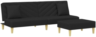vidaXL Schlafsofa 2-Sitzer mit Kissen und Fußhocker , Schwarz