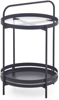 Homes & Jones Beistelltisch Sabine Ø40x60 cm mit Glasplatte & schwarzem Metallgestell - Runder Ablagetisch mit Tragegriff - Moderner Couchtisch für Wohnzimmer, Schlafzimmer & Flur - stilvoll & mobil