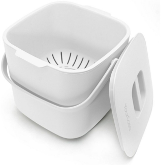 YourCasa Biomülleimer Küche - 7L - Komposteimer Küche für alltäglichen Biomüll Behälter - Spülmaschinenfest - geruchsdicht- herausnehmbarer Sieb - Bio Mülleimer klein mit Deckel Bio Eimer (Weiss)