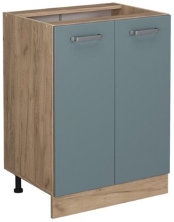 Vicco Unterschrank R-Line, Blau-Grau/Goldkraft Eiche, 60 cm ohne Arbeitsplatte