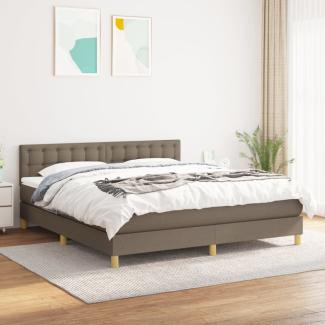 vidaXL Boxspringbett mit Matratze Taupe 180x200 cm Stoff 3140957