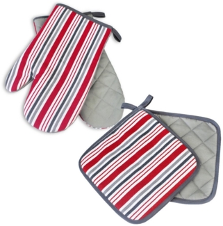 Delindo Lifestyle Topfhandschuhe Ofenhandschuhe, Topflappen, (4er Sparset, 4-tlg, bestehend aus 2x Ofenhandschuh + 2x Topflappen), Hitzebeständig bis 250 °C für maximal 15 Sekunden