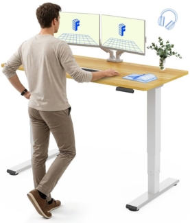 FLEXISPOT Schreibtisch Elektrisch Höhenverstellbarer Schreibtisch EC5 LITE mit Dualmotor (25MM einteiliger Tischplatte & 3-fach Teleskop, 4 Speicherhöhen & Antikollisionssystem), 120x80/140x80/160x80/180x80